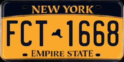 NY license plate FCT1668