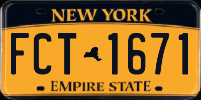 NY license plate FCT1671