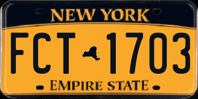 NY license plate FCT1703