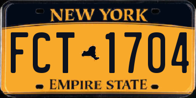 NY license plate FCT1704