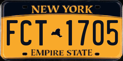NY license plate FCT1705