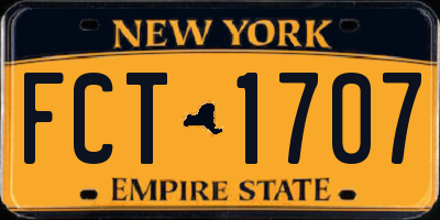 NY license plate FCT1707
