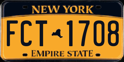 NY license plate FCT1708