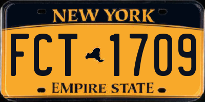 NY license plate FCT1709