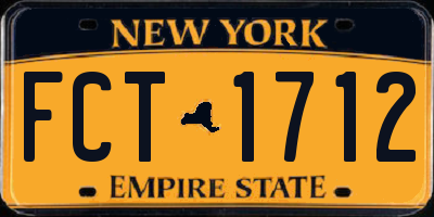 NY license plate FCT1712