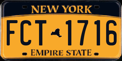 NY license plate FCT1716