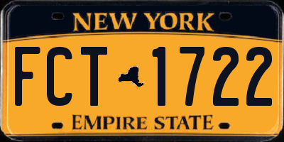 NY license plate FCT1722