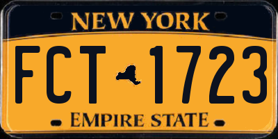 NY license plate FCT1723