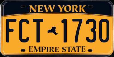NY license plate FCT1730