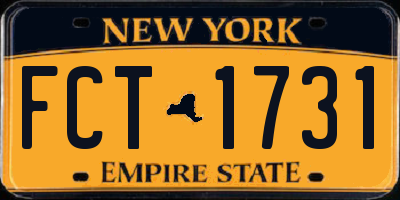 NY license plate FCT1731