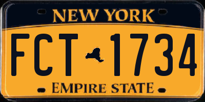 NY license plate FCT1734