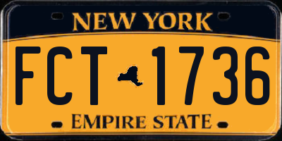 NY license plate FCT1736