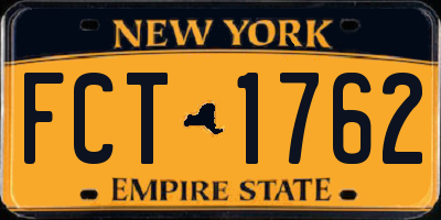 NY license plate FCT1762
