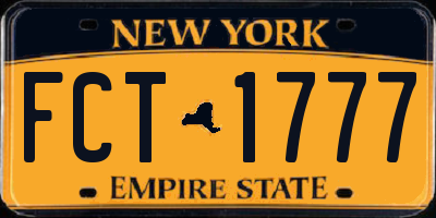 NY license plate FCT1777