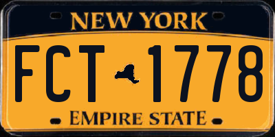 NY license plate FCT1778