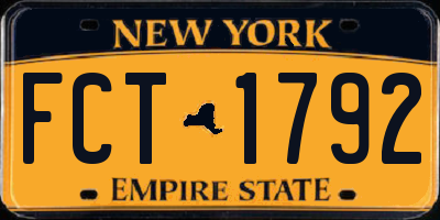 NY license plate FCT1792