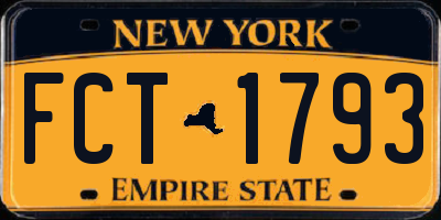 NY license plate FCT1793