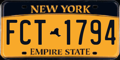 NY license plate FCT1794