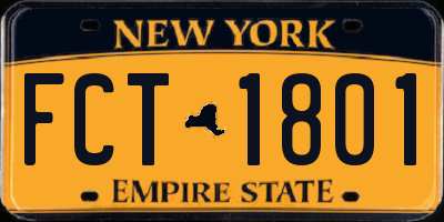 NY license plate FCT1801