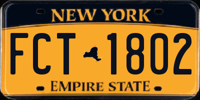 NY license plate FCT1802