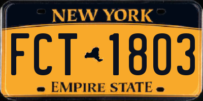 NY license plate FCT1803