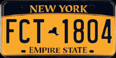 NY license plate FCT1804