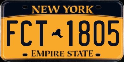 NY license plate FCT1805