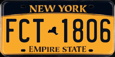 NY license plate FCT1806