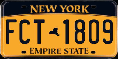 NY license plate FCT1809