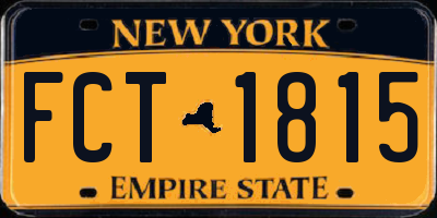 NY license plate FCT1815