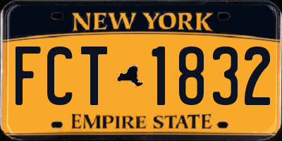 NY license plate FCT1832