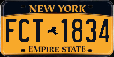 NY license plate FCT1834