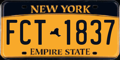 NY license plate FCT1837