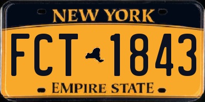 NY license plate FCT1843