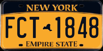 NY license plate FCT1848