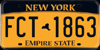 NY license plate FCT1863