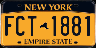 NY license plate FCT1881