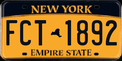 NY license plate FCT1892