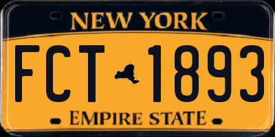 NY license plate FCT1893