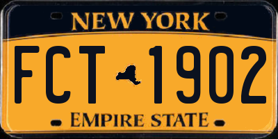 NY license plate FCT1902