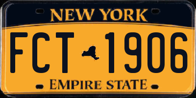 NY license plate FCT1906