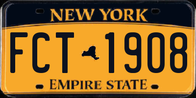 NY license plate FCT1908