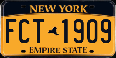 NY license plate FCT1909