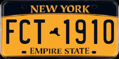 NY license plate FCT1910