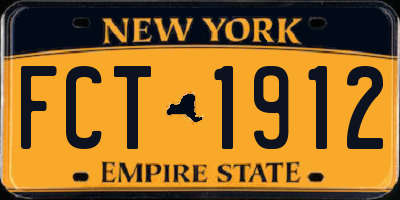 NY license plate FCT1912