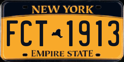 NY license plate FCT1913
