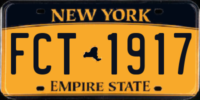 NY license plate FCT1917