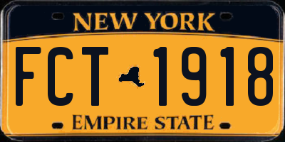 NY license plate FCT1918