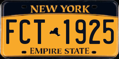 NY license plate FCT1925