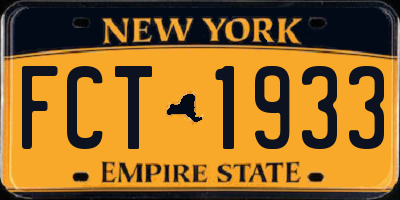 NY license plate FCT1933
